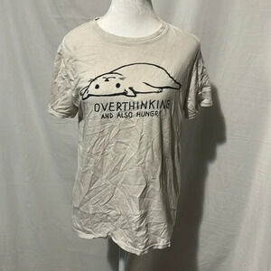 women's Black Matter Overthinking and Also Hungry cat graphic tshirt size medium